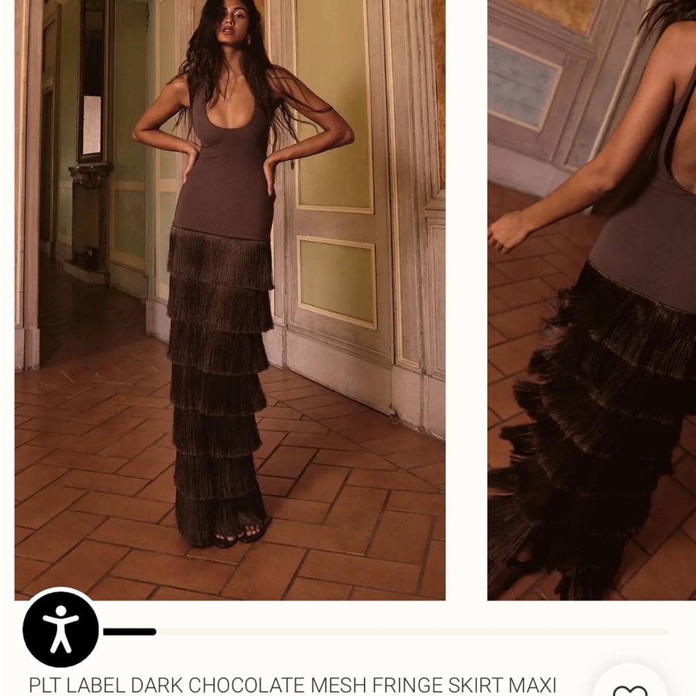 Dark Chocolate Fringe Maxi Skirt